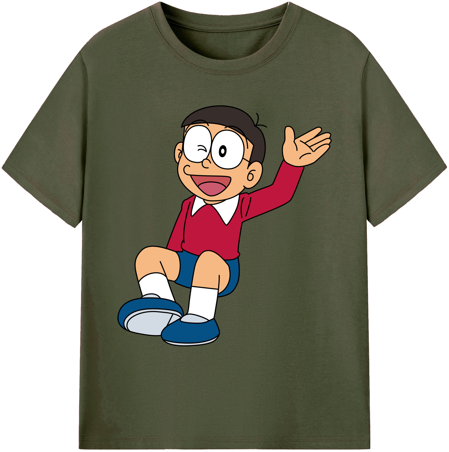 （画像用） ドラえもん 野比 のび太 Doraemon Nobita Nobi 綿100％ メンズ半袖Tシャツ｜肌触りやわらか＆通気性